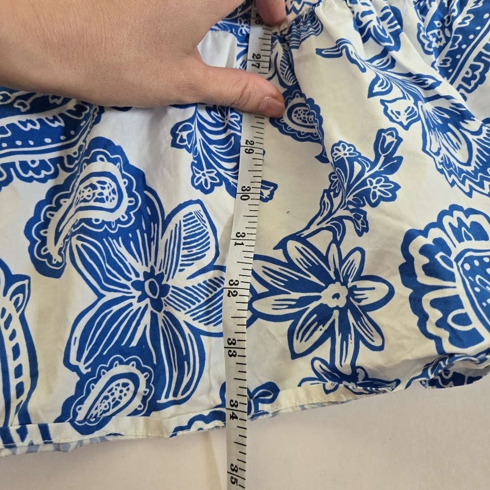 Melloday Paisley Floral Puff Sleeve Minidress santorini greek pockets sz XL - Picture 8 of 11